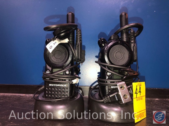 (2) Motorola CLS 1110 Walkie Talkies With Ear Pieces