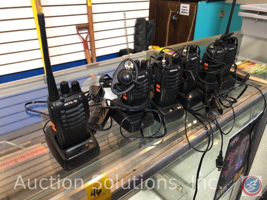 (6) Retevis Walkie Talkies - (4) With Ear Pieces (2) Extra Charging Bases