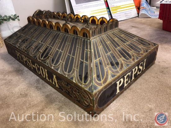 Pepsi-Cola Billiard Table 3-Light Fixture {{CORNER HAS SOME DAMAGE}} (Plastic Shade, Not Glass)