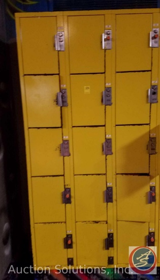 American Locker Security Systems Coin Operated Lockers, Five Tier Triple Wide, 15 Per Section 36" x