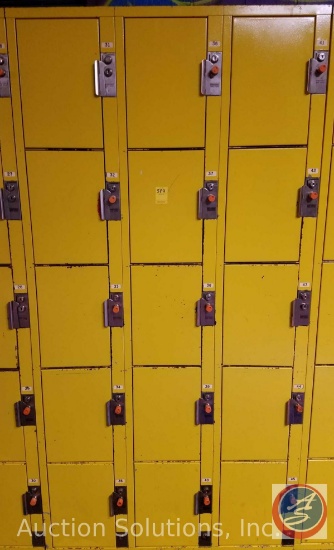American Locker Security Systems Coin Operated Lockers, Five Tier Triple Wide, 15 Per Section 36" x
