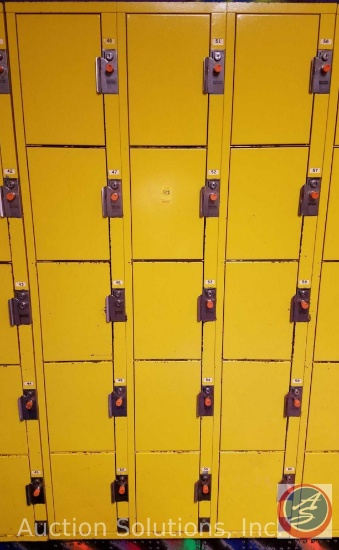 American Locker Security Systems Coin Operated Lockers, Five Tier Triple Wide, 15 Per Section 36" x