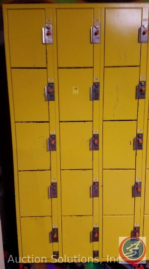 American Locker Security Systems Coin Operated Lockers, Five Tier Triple Wide, 15 Per Section 36" x