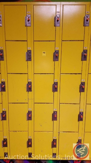 American Locker Security Systems Coin Operated Lockers, Five Tier Triple Wide, 15 Per Section 36" x