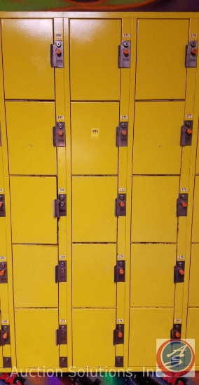 American Locker Security Systems Coin Operated Lockers, Five Tier Triple Wide, 15 Per Section 36" x