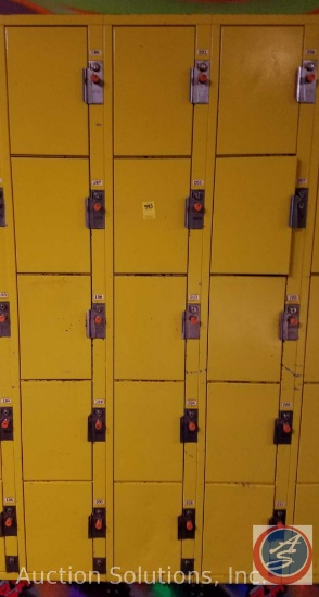 American Locker Security Systems Coin Operated Lockers, Five Tier Triple Wide, 15 Per Section 36" x