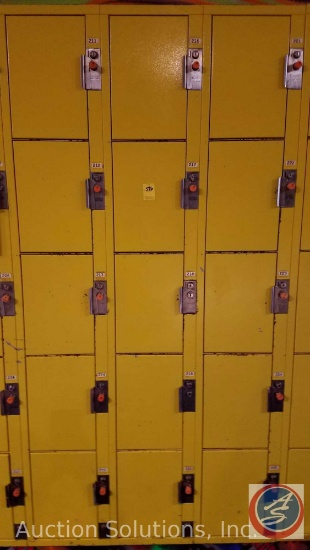 American Locker Security Systems Coin Operated Lockers, Five Tier Triple Wide, 15 Per Section 36" x