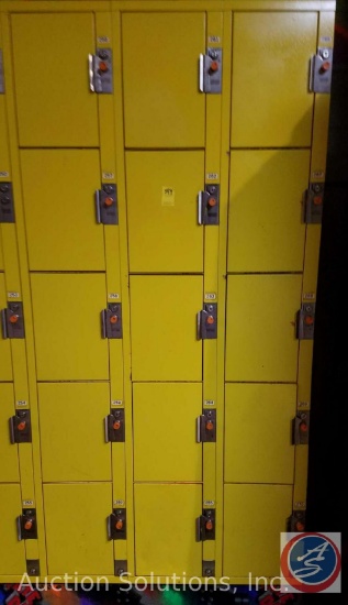 American Locker Security Systems Coin Operated Lockers, Five Tier Triple Wide, 15 Per Section 36" x