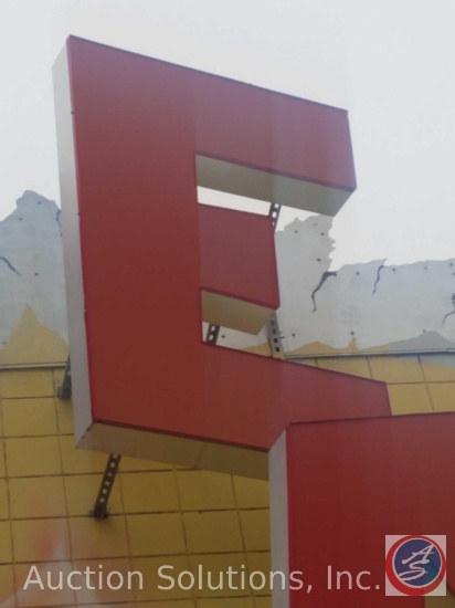 Large Letter "E" of Skate Daze Building Sign {{BUYER MUST REMOVE--PLEASE NOTE THAT THIS IS ON THE