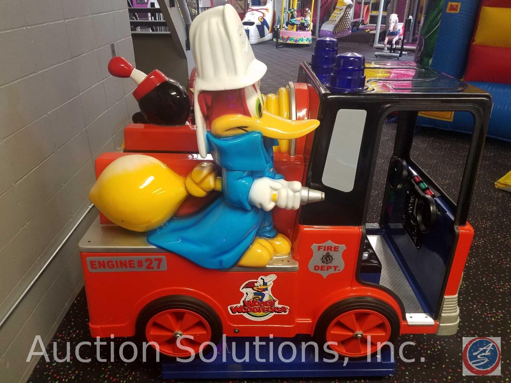 Woody Woodpecker Fire Engine Kiddie Ride 1914 Jolly Roger Amusement Rides Ltd Equipped W Embed Industrial Machinery Equipment Event Equipment Online Auctions Proxibid