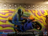 Motorcycle Racer Mural Board Panels 30' x 8' {{BUYER MUST REMOVE FROM WALL}}