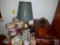 (2) Lidded Containers by Something Special, Small Lamp with Shade, (2) Small Decorative Tin Boxes,