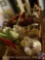 Assorted Festive Holiday Decorations, Glass Lidded Vases, Candle Holders, More