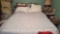 Full Size Bed; Including Rails, Box Spring, Mattress, Brass Style Headboard, Bedding, Laundry Basket
