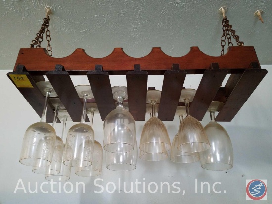 Hanging Wine Rack with (12) Wine Glasses