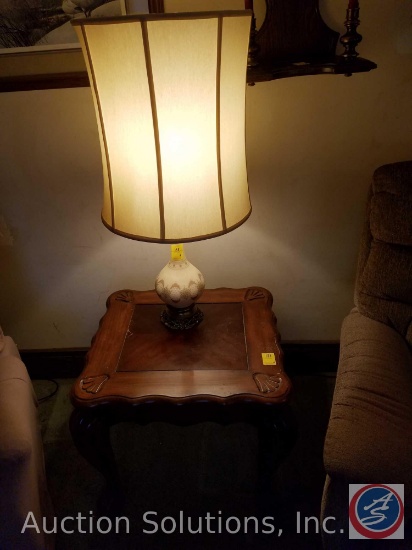 (2) Side Tables 25" x 22" x 22", (2) Table Lamps
