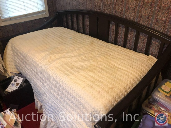 Wood Frame Twin Daybed {{COMPLETE, INCLUDES BEDDING}}, Wall Mirror 48" x 49" {{CONTENTS OF BED SOLD