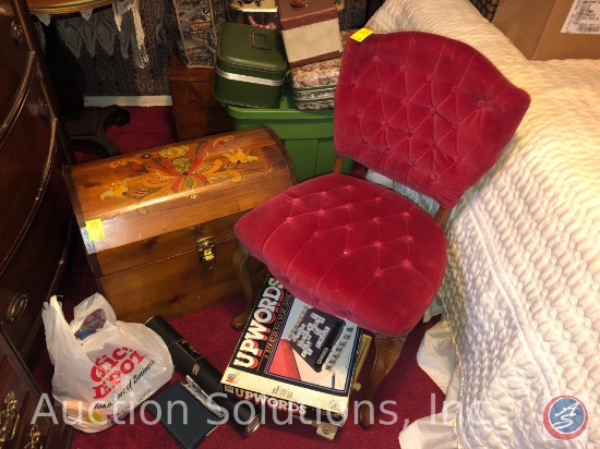 Wooden Hinged Chest 24" x 16" x 20" Full Of Assorted Games Including Monopoly Electronic Banking and