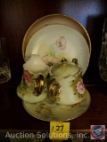 Lefton Hand painted China NE3066 Creamer, Sugar Dish, Decorative Plate by The Joanna's Hand painted