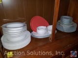 (2) Noritake China Japan 5932 Colony Serving Platters, (2) Gravy Boats, (8) Pier One Dinner Plates,