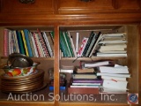Large Lot of Cookbooks, (11) Serving Plates, Silver Plated Dachshund Knife Rests, (16) Dog Corn Cob