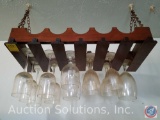 Hanging Wine Rack with (12) Wine Glasses