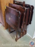 (4) TV Trays, Rustic Tall Bucket containing Dog Food