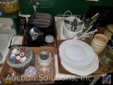 Assorted Ashtrays, Cigarette Snuffers, Hamilton Beach Electric Can Opener Model 76380, Black and