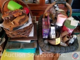 Cutting Boards, Koozies, Silver Plated Mice Cheese Picks and Holder, Nut Grinder, Assorted Empty
