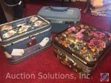 (3) Vintage Makeup Suitcases Filled with Assorted Scrapbooking Supplies