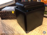 Foot Stool Full of Assorted Scrapbooking Supplies, Wicker Basket with Scrapbooking Supplies