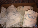 (4) Assorted Linens Including Pillow Cases, Sheets, Doily's, Throw Blankets, More