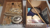Mini Sewing Kit, Hand Mirror, Assorted Costume Jewelry