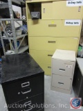 (3) Metal File Cabinets: 4-Drawer Lat File w/ Dual Slide Doors on Top; 2-Drawer, and 2-Drawer Legal