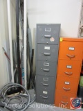 All-Steel 4-Drawer File Cabinet, Vintage HON 5-Drawer File Cabinet; Misc. Pipe and Metal Scrap