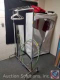 Zip Up Wardrobe, Hanging Rolling Rack, Table Clothes, (3) Hula Hoops