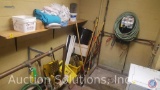 (2) Push Brooms, Mop, Mop Bucket, Joint Compound, Fluorescent Lightbulbs, AirKem Quick Click