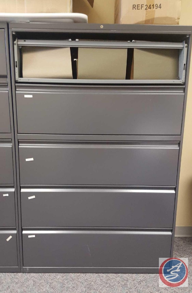 2xbid 2 Four Drawer Locking Lateral File Cabinets W Flip Top Storage Measuring 42 X 18 X 64 Industrial Machinery Equipment Office Office Furniture Auctions Online Proxibid