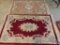 (2) Sculptured Wool Fringed ASian Designed Floor Rugs; Mauve 42 x 60 in, Maroon 44 x 68 in.