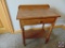 Turned Leg Wood Side Table w/ Back Lip, Drawer and Bottom Shelf 22 x 14 x 28 in.