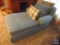 Upholstered Chaise Lounge, Modern Light Blue Denim w/ Throw Pillows