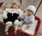 1996 Doll Set, w/ Ceramic Faces Hands and Feet. Boy Doll is Missing a Hand