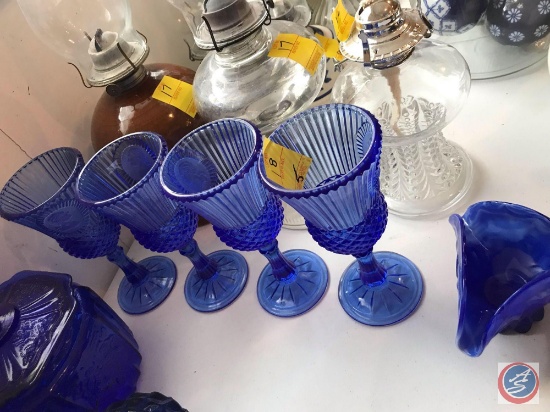 (4) Blue Avon Glasses, Small Candy Dish