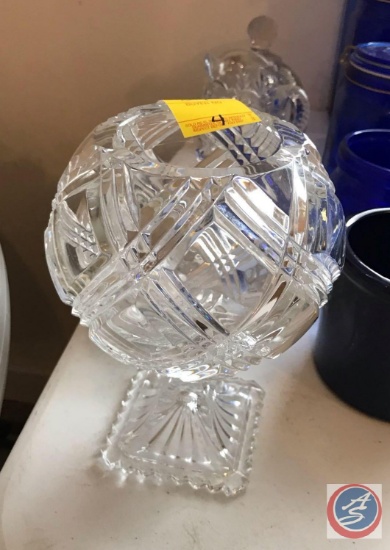 Pressed Glass Cheese Top, Dish, Candy Dish, and a Pressed Glass Creamer