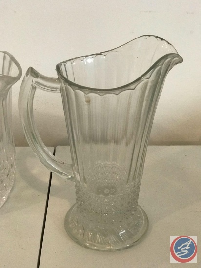(4) Vintage Clear Glass Beverage Pitchers