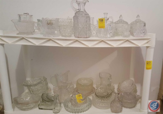 (2) Shelves of Pressed Glassware