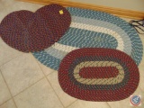 Blue 3' x 5' Oval Rug, 2' x 4' Red and Green Oval Rug, and a Heart Shaped Area Rug (all Woven Braid)