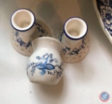 Biscuit Plate, (2) Candle Holders, and a Japanese Creamer without a Lid