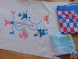 (2) Hand Quilted Baby Quilts, and a Light Green Baby Throw Blanket