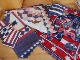 Red White and Blue Quilt, and (2) Pillow Shams, Patriotic Afghan, and Goodwin Weavers Cotton Fringe